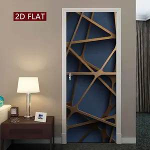 Modern Geometric Pattern Door Sticker, 2 Counts/set Easy Apply Peel & Stick Door Decal, Waterproof & Scratch Resistant Decoration Painting for Home, Ornaments