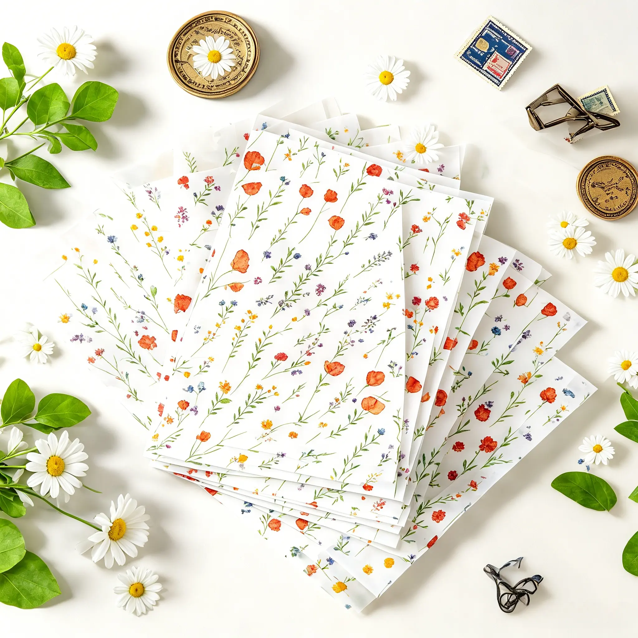 Recyclable Botanical Greenery Tissue Paper 30 Sheets 14X20 Inches, Flower Gift Wrapping Paper for Wedding, Birthday, Baby Shower, Graduation, Art Craft, Party Favor, Luxury Gift Box Packaging & Paper Gift Bag Decoration
