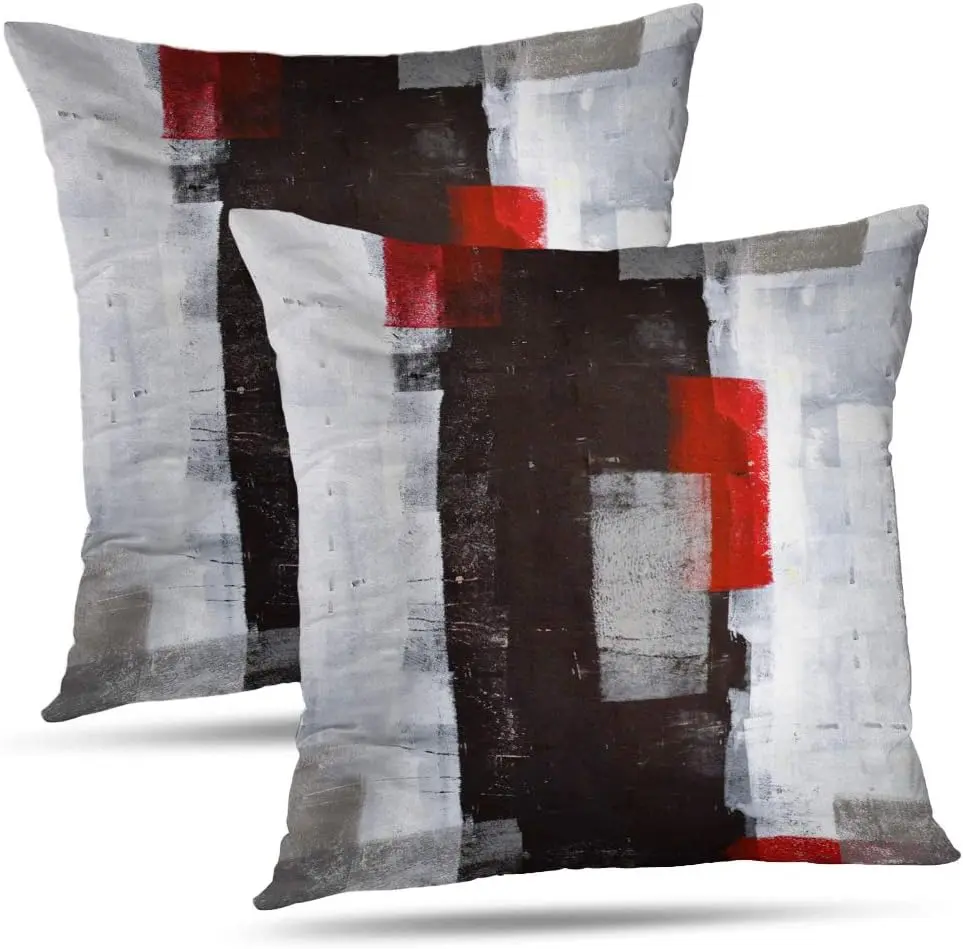 Artistic Geometric Pattern Throw Pillow Covers - 18x18 in, Set of 2 Double-Sided Abstract Art Cases for Minimalist Decor, Visual Drama in Home Sofa, Reading Nook