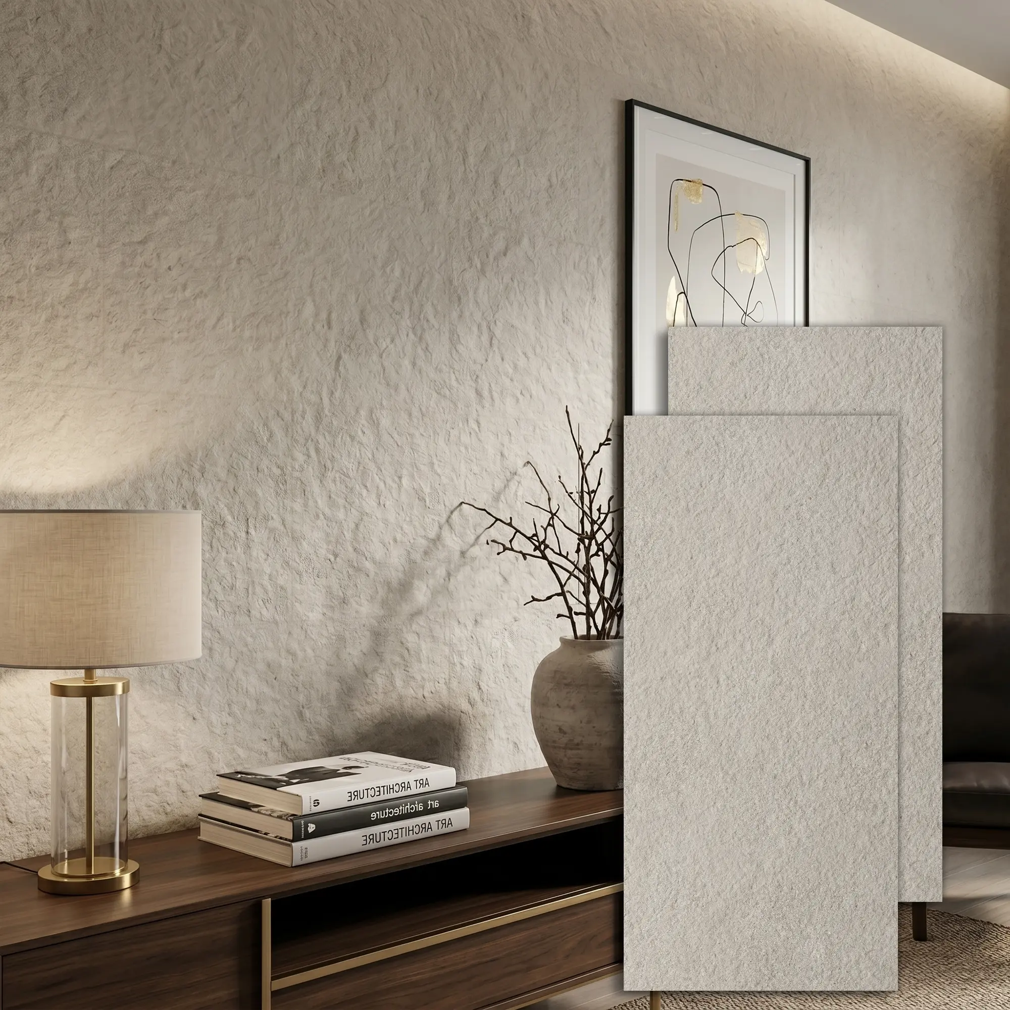 4-Sheet Faux Stone Wall Covering, 23.6" x 47.2" MCM Modified Clay Material 3D Wall Panels, Textured Subway Flexible Stone Wall Tiles for Home Decoration, Covering 31 Sq. Ft.