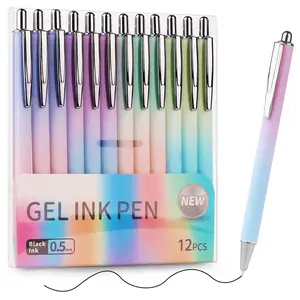 Gel Pens, 12 pcs Black Ink Pens Fine Point Smooth Writing Pens, Pastel Pens for Journaling Note Taking, Cute Office School Supplies Gifts for Women Men