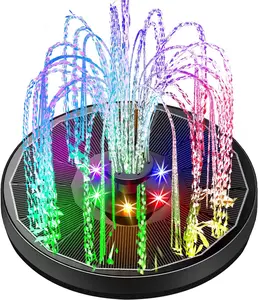 Solar Bird Bath Fountain with 6 Nozzles & LED Lights - Floating Water Pump for Garden, Pond & Pool| Weather-Resistant Outdoor Water Feature for Patio & Yard Decor