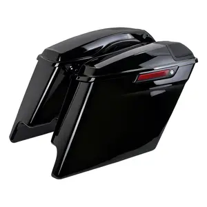 Black 5-Inch Stretched Hard Saddle Bags With Speaker Lid Fit For Road King 2014 2024 Large Capacity Motorcycle Storage Boxes Audio Modification Accessories  2