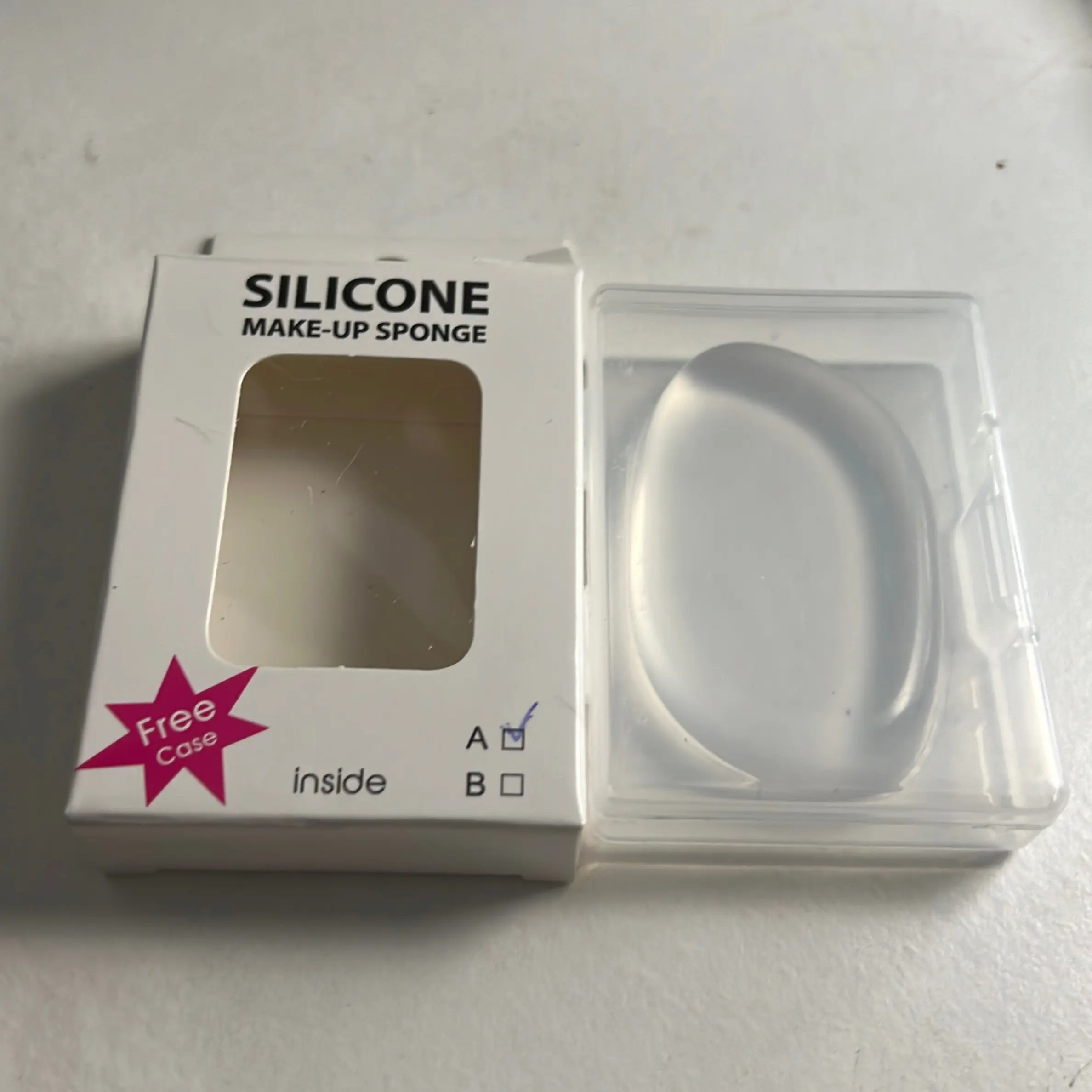 Clear silicone make up sponge with case Clear silicone make up sponge with case
