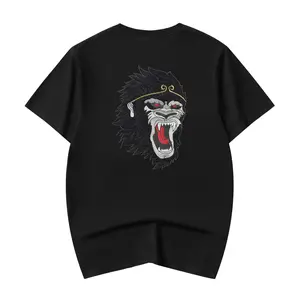 Et518 Niepce Japanese Streetwear Raging Monkey Embroidery Graphic Tee for Men