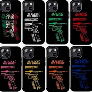 In Glock We Trust Collage iPhone Case, Vintage Mexican Glock Full Design Color Cover, Compatible with iPhone X, 11, 12, 13, 14, 15, 16, 17 & more