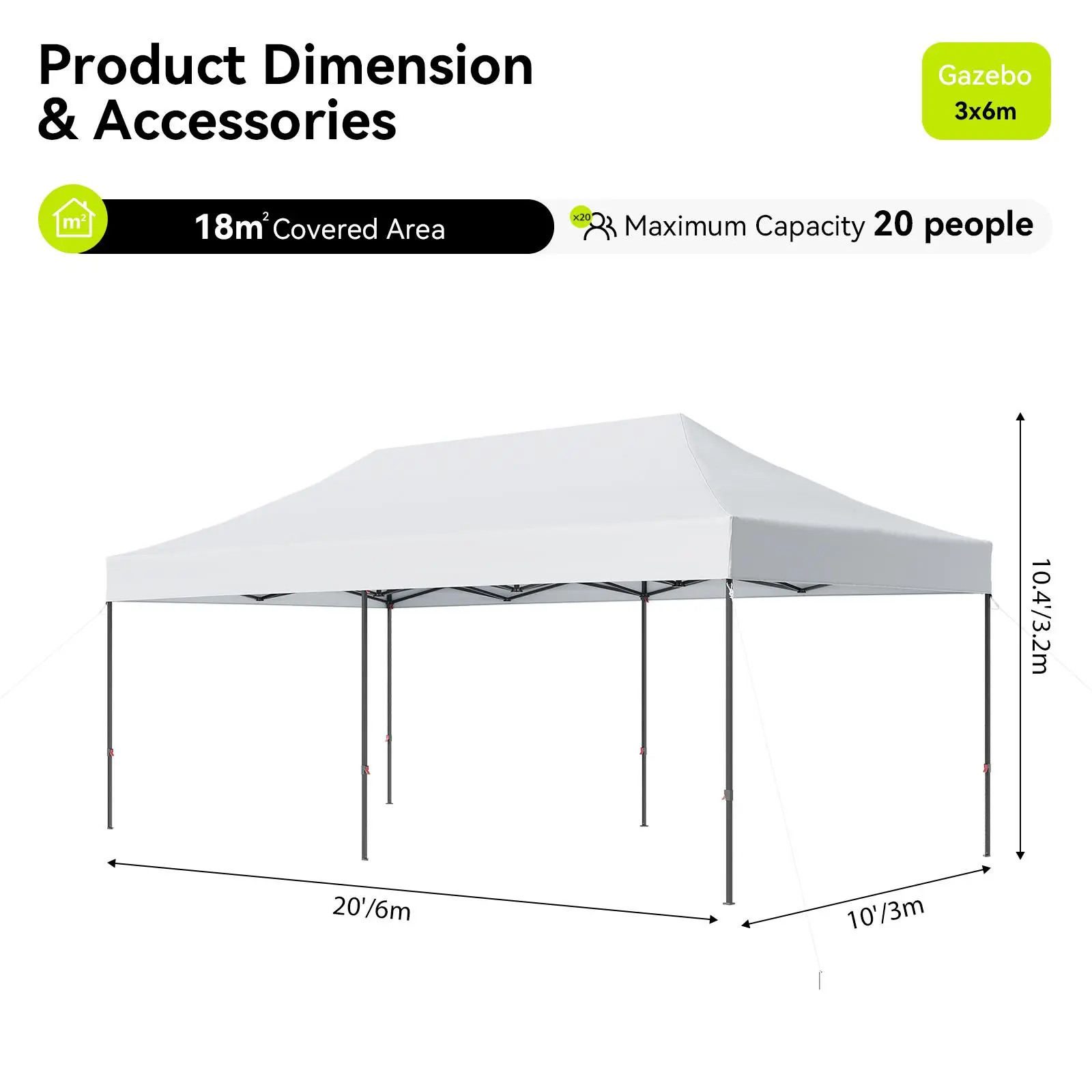 10x20 Without Sidewalls/White