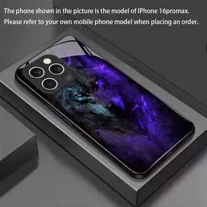 Cool Purple Glow Black Wolf New Phone Case with Tempered Glass for iphone17 17Air 16 Pro 15 Promax 14 Plus 13 12 11 Shockproof Cover, iPhone Users