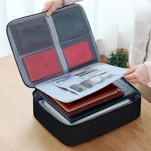 Multi-Layer Document Organizer Bag, Large Capacity Home Use Storage Box, Certificate File Passport Card Holder, Available in 3 Colors