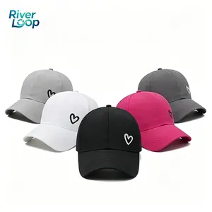 Women’s Heart-Shaped Baseball Cap – High Ponytail Hole Through Back – Adjustable Snapback – Breathable Mesh Panel – Solid Color Golf Hat for Summer Outdoor – White Black Gray Rose Red
