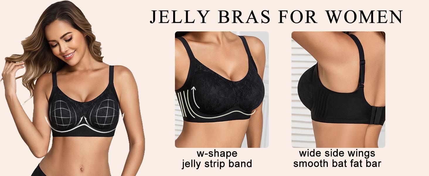 Bras for Women No Underwire Lace Seamless Bralette Jelly Wireless Bras Full Coverage Tshirt Everyday Bras Bras for Women No Underwire Lace Seamless Bralette Jelly Wireless Bras Full Coverage Tshirt Everyday Bras