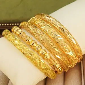 1Pcs Dubai Kurdish Türkiye Gold Plated Bracelet Women Middle East Wedding Accessories Bridal Bracelet Jewelry