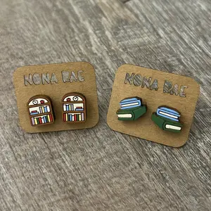 Bookish Wooden Earrings