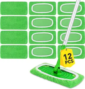 12Pcs Reusable Microfiber Mop Pads Compatible with Sweeper Mops,Dry Sweeping Cloths & Wet Mopping Pads Refills,Washable Mop Pads for Floor Cleaning