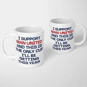 Manchester United Fan Funny Football Gift Cup, Ceramic Coffee Mug, 11oz Ceramic Material, Microwave and Dishwasher Safe, Fun Christmas Birthday Present