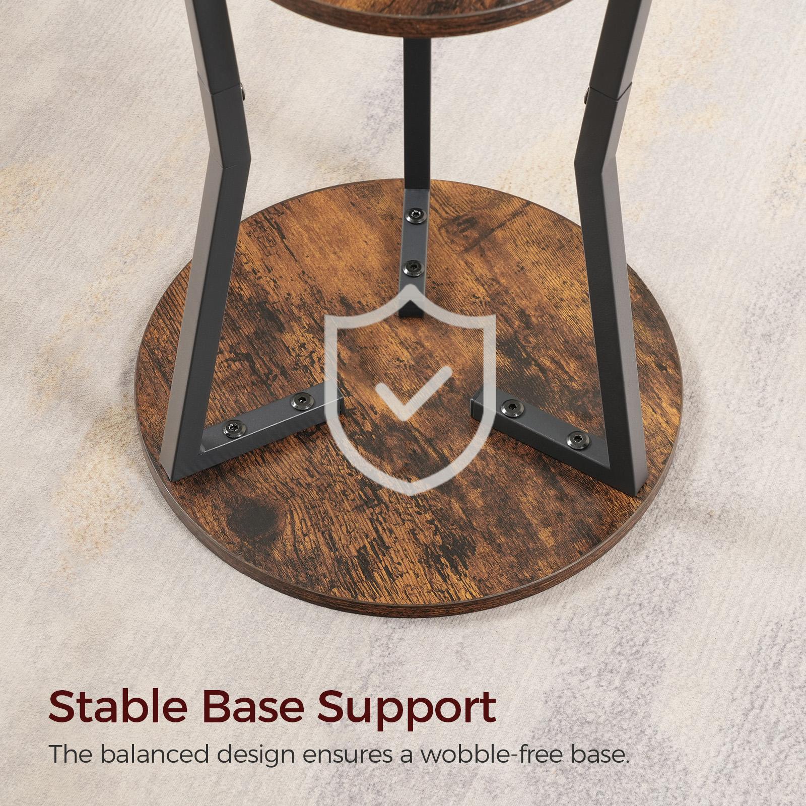 MAHANCRIS Plant Stand Indoor, 3-Tier Round Corner Plant Shelf, Flower Pot Holder, Round Corner Display Rack, for Living Room, Balcony, Rustic Brown and Black