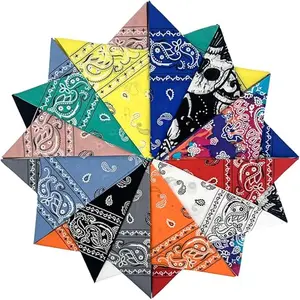 12PCS outdoor sports cycling headscarf cashew flower face mask Paisley versatile square scarf outdoor cycling headscarf