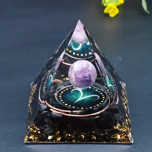 Twelve Constellations Orgone Pyramid - Taurus/Scorpio/Leo/Pisces/Cancer/Virgo/Libra/Aries/Gemini/Aquarius Amethyst - Gift Tool, Home Decor
