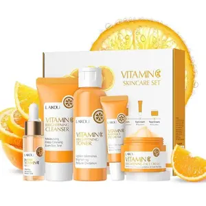 LAIKOU Vitamin C Series Skin Care Product Set 5-piece Deep Hydration Moisturizing Hydrating Skin Care Set Cleanser Toner Essence Eye Cream and Face Cream for Women, Spring Care Package Vc Skin Care Set