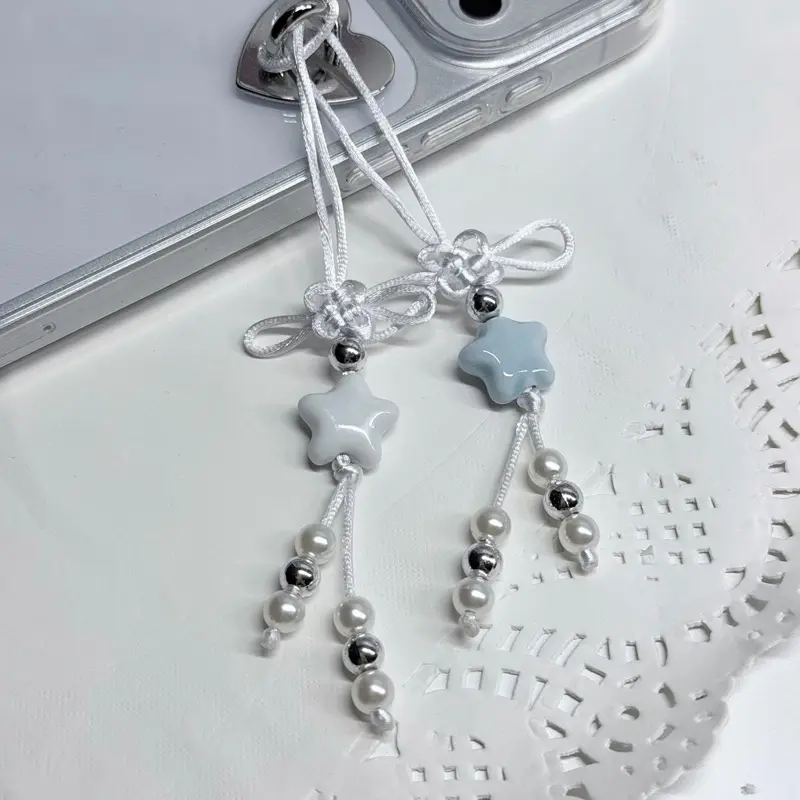 Whimsical Pearl Fortune Knot Keychain Phone Charm: Handmade Chinese Lucky Charm