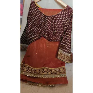 Maroon Shimmer Gold Tissue Saree With Stitched Blouse