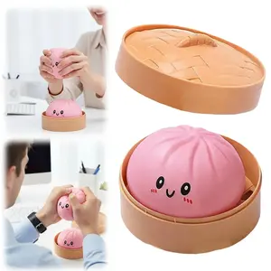 Giant Glitter Dumpling Squishy Toy, Mega Rainbow Soft Dough with Steamer Box, Cute Anxiety Relief Fidget Toy for Adults, Stress Relief Squeeze Decompression Collectible