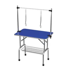 46 Inch Large Dog Grooming Table, Heavy Duty Cat Grooming Station with Adjustable Grooming Arm and Clamps, Professional Pet Salon Table with Non-Slip Mat, High Weight Capacity for Groomers