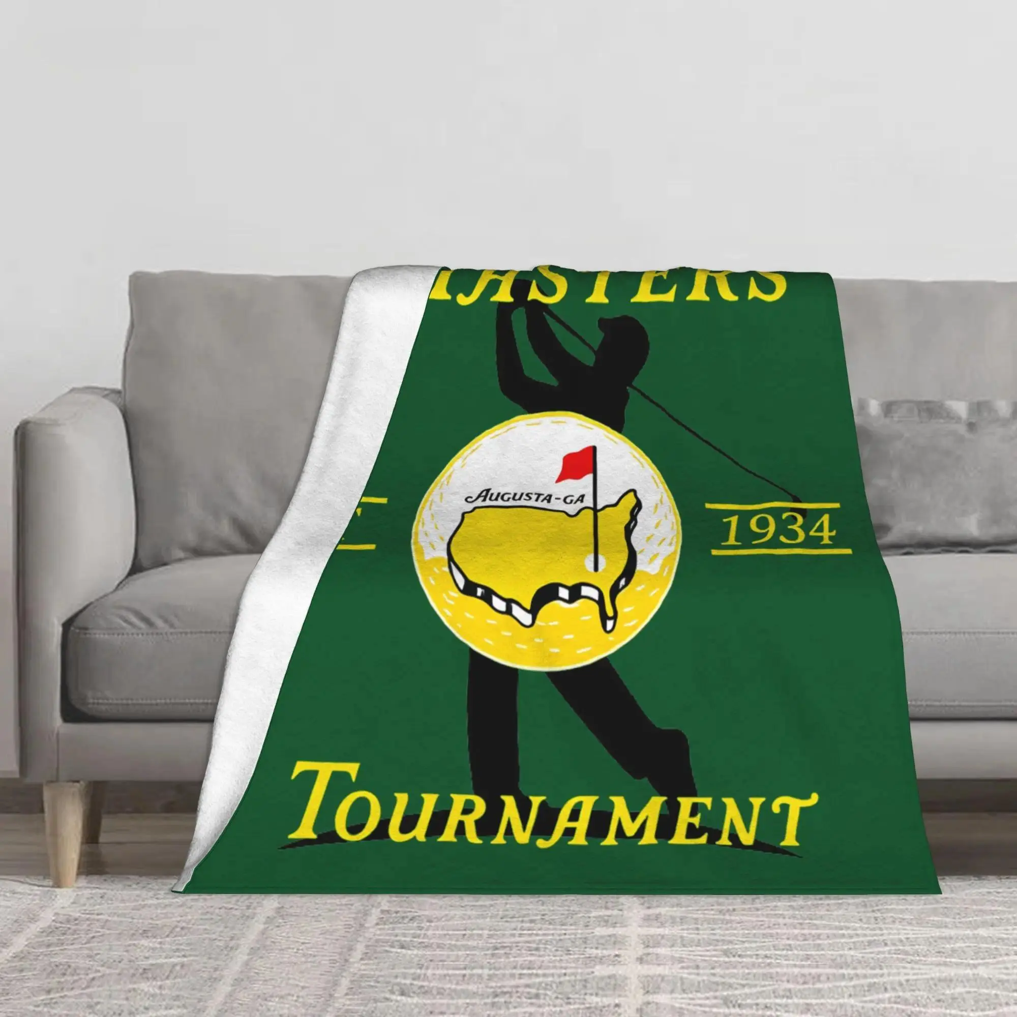 M Golf Tournament Blanket – Classic Green Design Featuring Golf Course Logo & Golfer Silhouette | Ultra Soft All Season Throw | Gift For Fans | Couch Bed Office Travel Fantasy Decor | NFL Fan Apparel