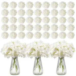 VEVOR Artificial Flowers, 305 pcs Real Looking White Silk Fake Hydrangea Bulk, White Faux Bridal Shower with Stems for DIY Wedding Bouquets, Home Centerpieces Arrangements, Party Tables Decorations