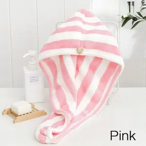 Striped Pattern Quick-Dry Hair Towel Set, Soft Absorbent Hair Drying Towels for Women & Girls, Headscarf Style Hair Towel, Super Absorbent Towel, Hair Wrap Towel, Hair Turban Towel