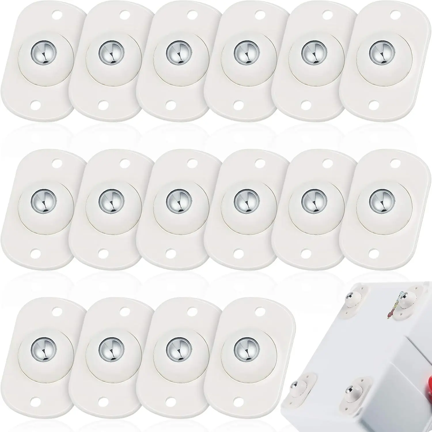 Appliance Roller,White,1 Steel Ball Style,16 Pcs