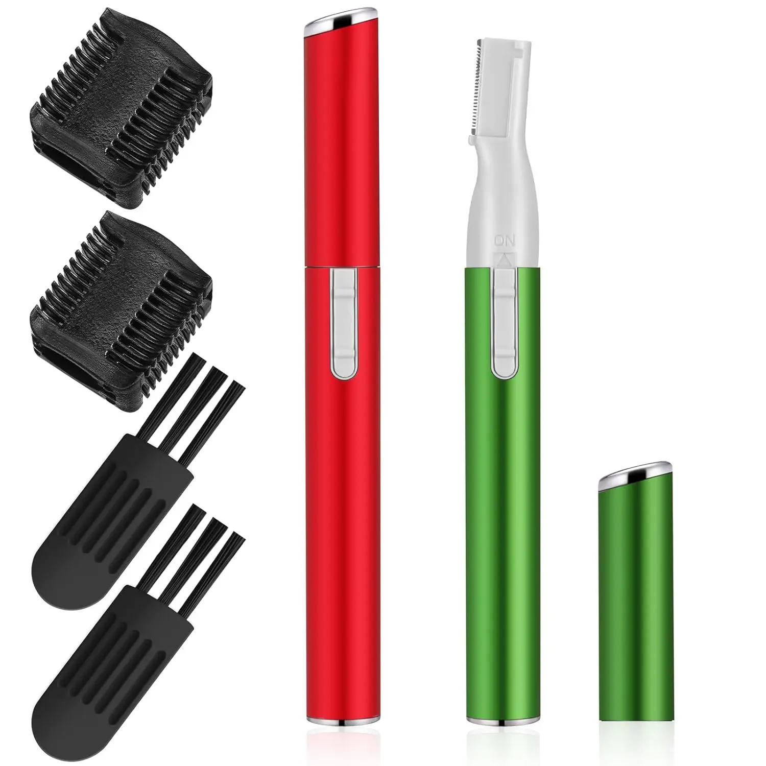 2 Pcs Electric Eyebrow Trimmer Women Precision Face Razors Mini Shaver with Comb Christmas Women Gift Battery Operated Personal Epilator for Face Neck Fuzz Lips Leg(Red,Green) Comfort