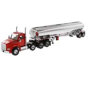Kenworth T880S SBFA Tandem w/ Pusher Axle Day Cab w/ Heil FD9300 DT-C4 Petroleum Trailer (Transport Series) 1:50 Scale Model - Diecast Masters 71102