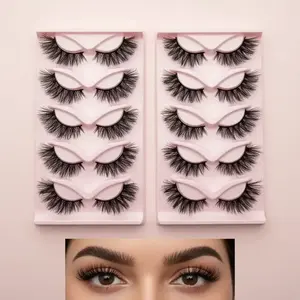 Cat Eye Lashes 10 Pairs Bundle, 20mm Length Natural Cross Faux Cluster False Eyelashes with Synthetic Fiber, One-Size Black, Curl Cluster Lashes, Longer Looking Eyelashes, DIY Lash Clusters