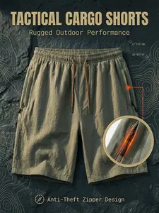 Men's Linen Loose Fit Shorts, Elegant Metal Drawstring, Summer Casual Wear, Home Fashion, Fitness, Outdoor Activities, No Ironing Needed