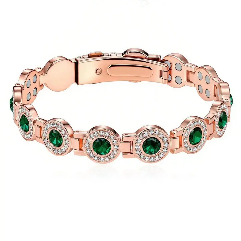 Magnetic Bracelet for Women, Adjustable Length with Secure No-Slip Clasp, High-Quality Multi-Facet Sparkling Crystal Inlay Jewelry, Elegant Christmas Birthday Gift for Mom Wife