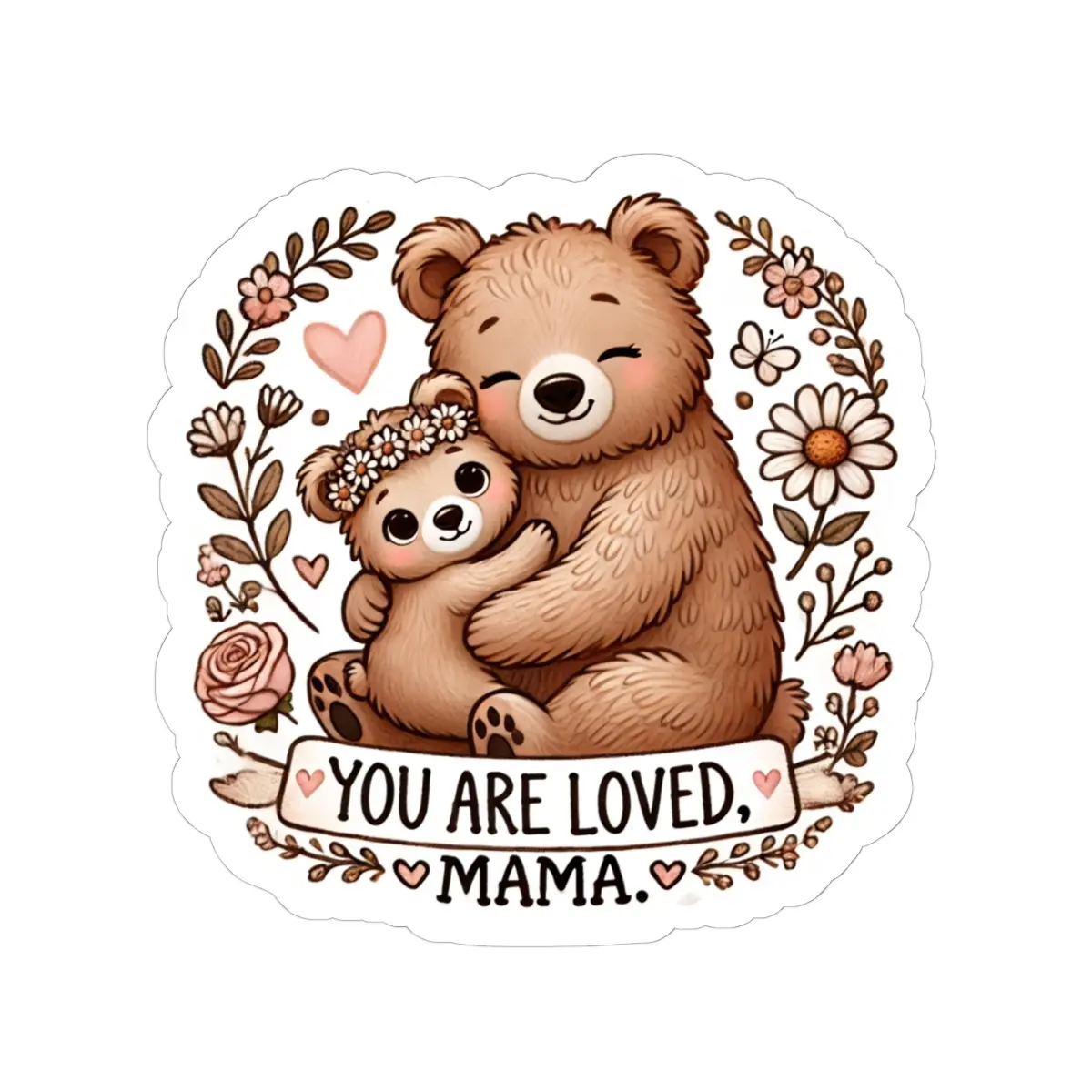 Mama Bear Kiss-Cut Stickers, Mother's Day Gift, Cute Wildlife Stickers for Moms, Baby Shower Decor, Kids Room, Laptop Accessories decorative sticker vinyl sticker