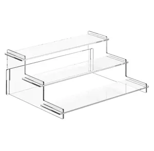 Acrylic Risers Display Stand, 3 Tier Cupcake Holder, Clear Perfume Organizer Stand, Display Shelf for Figures and Collection, Dessert Shelves for Party, Display Risers for Decoration and Organizer