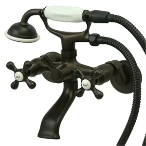 212 MAIN Adjustable Spread Tub-Wall Mount Clawfoot Tub Filler with Hand Shower, 3.5in to 8.5in Adjustable Center Spread, Oil Rubbed Bronze Showerhead