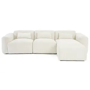 Lulu 3-Piece Sand Boucle Right-Facing Sectional Sofa