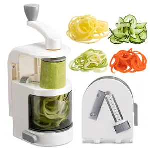 Vegetable Spiralizer 4-IN-1 Rotating Blade Veggie Spiralizer Zucchini Noodle Maker with Strong Suction Cup Spiral Vegetable Cutter Slicer Kitchen Utensils