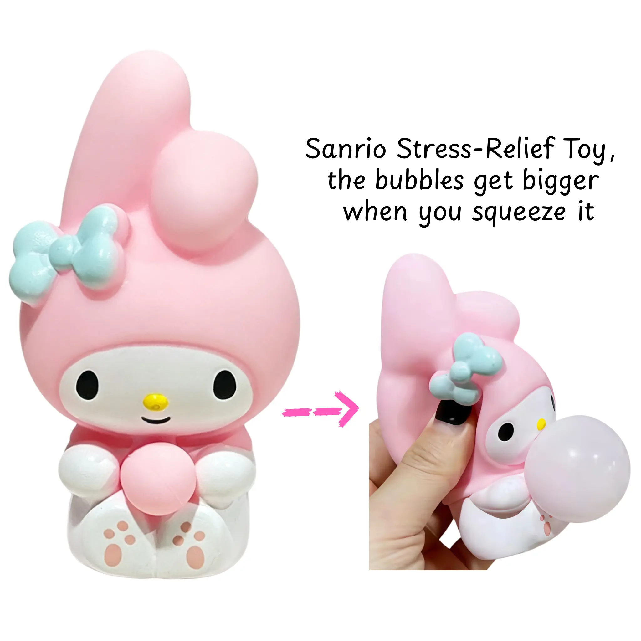 Sanrio Stress Relief Squeeze Squishy Toy Soft Decompression Fidget Figure Kawaii Sensory Toy for Kids & Teen Girls