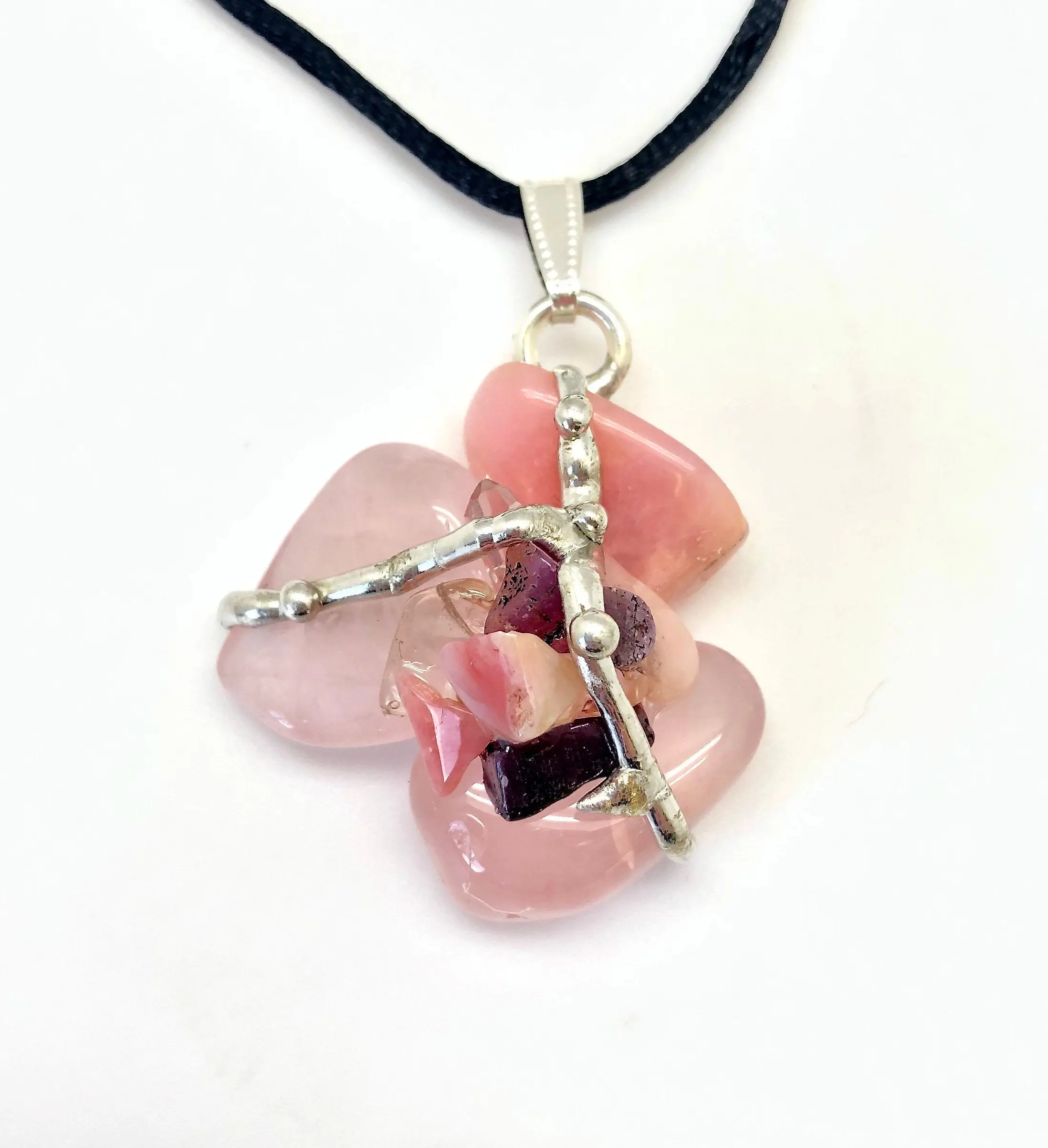 Gratitude Amulet (Love & Happiness) Pendant with Black Satin Cord,