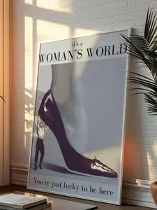 Empowering Woman's World Poster Bold Feminine Wall Art for Home or Office, Gift Artistic Ornaments Decoration Room Print Photo