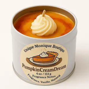 Pumpkin Cream Dream 4oz Soy Candle – Cozy Fall Scent, Long-Lasting, Handmade Gift