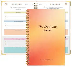 "Gratitude Journal" for Men and Women  5-minute daily gratitude practice, orange-yellow gradient cover design, includes motivational prompts and quotes, brings more joy, affirmation, mindfulness, and reflection, personalized self-care birthday gift