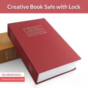 nnakoo Home Diversion Book Safe with Combination Lock, Hidden Book Safe for Cash Jewelry Passport, Heavy-Duty Steel Secret Storage Box for Home Office