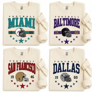 Vintage 90s All Team Football Sweatshirt - Sand, Retro 1960s Cowboy Game Day Crewneck, Unisex Pullover for Men and Women, Soft Cotton Blend Fan Gift, Classic Sportswear for Football Lovers - AL