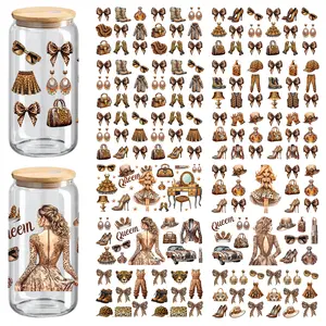 12-Pack UV DTF Cup Wrap – Leopard Full Wrap for 16 oz Cups, Dishwasher-Safe & Scratch-Resistant Stickers for Glass, Wood, Tumblers, and Craft Supplies