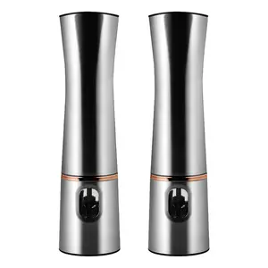 Salt and Pepper Mill Set Battery Operated Electric Stainless Steel Salt and Pepper Shaker